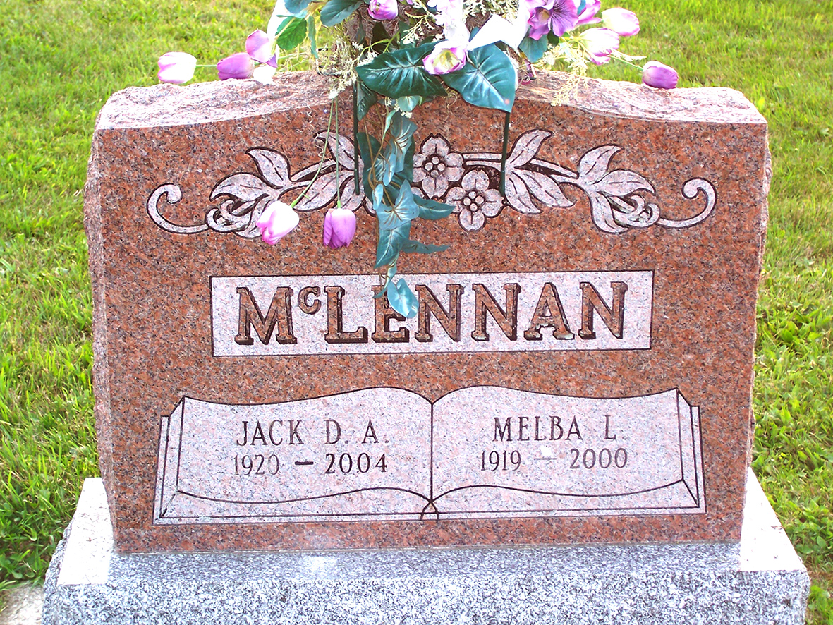 Photo of headstones/Jack Donald Alexander McLennan 1920-2004 hdstn Shetland Cem ON